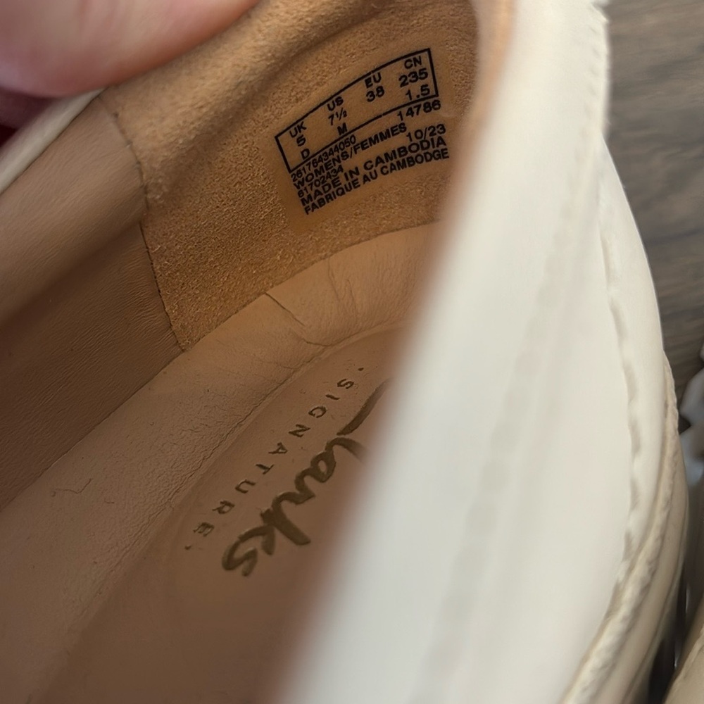 Clarks Cream Flats with Rugged Sole - Picture 9 of 12